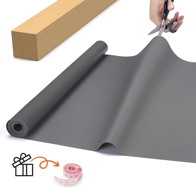 Silicone Mat Roll, Heat Resistant Kitchen Countertop Protector | 17IN X 5FT, Grey | Non-Slip Table Mat Desk Saver Pad, Multi-functional Cuttable Silicone Mats, Craft Mat