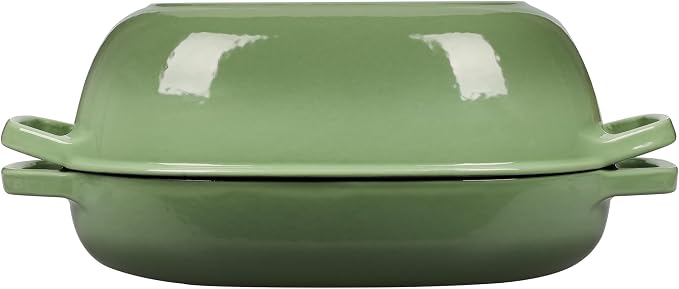 EDGING CASTING Enameled Cast Iron Oval Dutch Oven Pot with Lid, Dutch Oven for Sourdough Bread Baking, Bread Oven, Bread Dutch Oven, Oval Bread Pan, 7qt, Pistachio Green