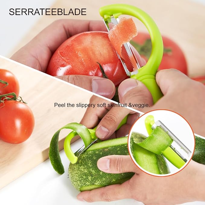 Multi-Functional Kitchen Peeler Set: Potato, Carrot, Apple Peelers + Corn Remover, Orange Peeler Tool, Y Peeler for Veggie & Fruit (Color-2)