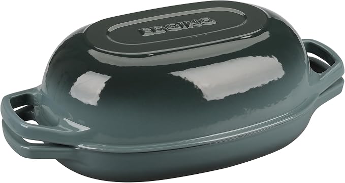 EDGING CASTING Enameled Cast Iron Oval Dutch Oven Pot with Lid, Dutch Oven for Sourdough Bread Baking, Bread Oven, Bread Dutch Oven, Oval Bread Pan, 5qt, Slateblue