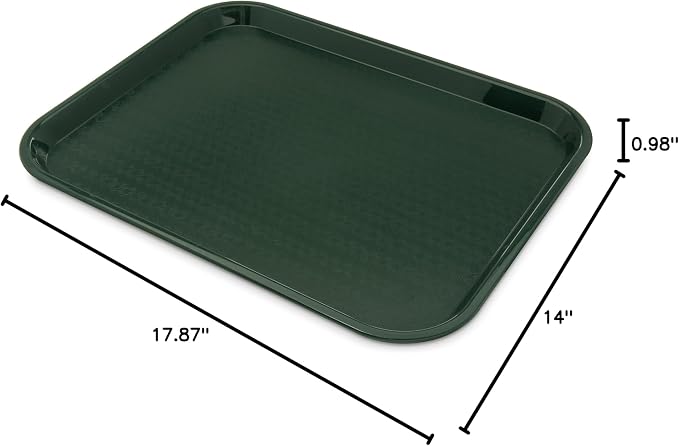 Carlisle FoodService Products Cafe Fast Food Cafeteria Tray with Patterned Surface for Cafeterias, Fast Food, And Dining Room, Plastic, 17.87 X 14 X 0.98 Inches, Forest Green