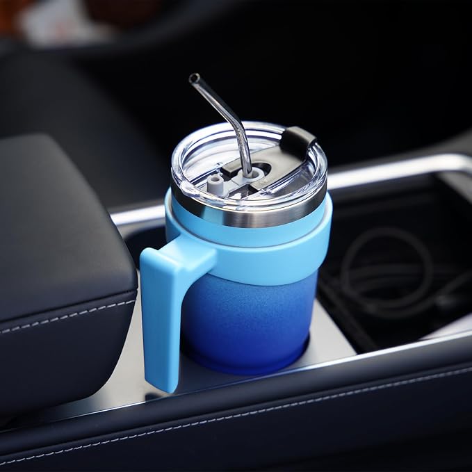 BJPKPK 30 oz Tumbler with Handle & Straw, Insulated Stainless Steel Mug | Double Wall Vacuum, Keeps Hot/Cold, Thermal Cup, BPA Free, Dishwasher Safe, Cupholder Fit, Coffee & Travel, Indigo Black