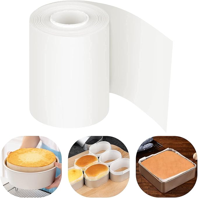 Baking Parchment Paper Side Liners - Baking Strips Roll for Round Cake Pans, Cheesecake Springform Pan, Non Stick Pan Lining Paper 3.15in x 164ft, Pre-cut Heat Resistant Kitchen Paper