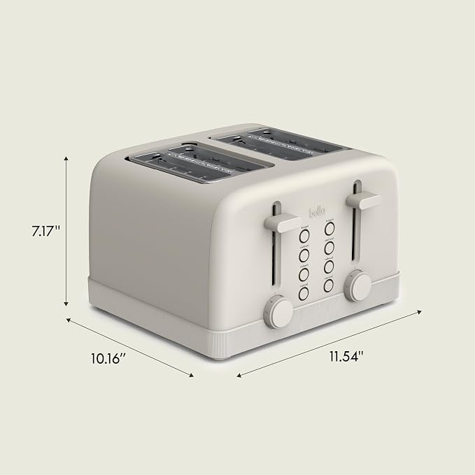 bella 4-Slice Toaster with Extra Wide Slots, Oatmilk
