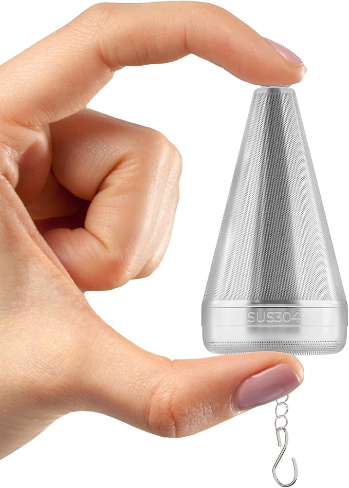 304 Stainless Steel Tea Strainer Fine Mesh Tea Infuser for Loose Leaf Tea | Feelife Cone Loose Leaf Tea Steeper with a Drip Tray, Tea Ball for Cup Mug Teapot Bottle Kettle