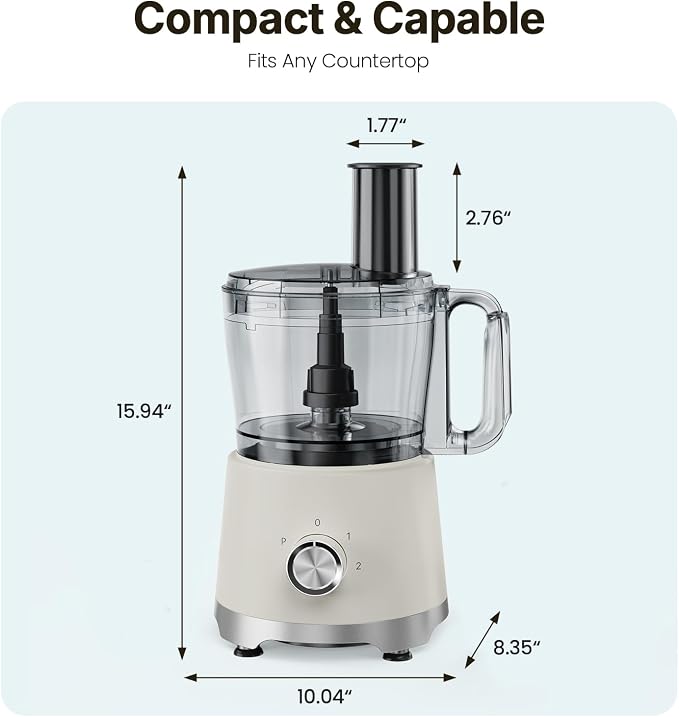 OLIXIS Food Processor 10.5 Cups, 600W Powerful Food processors with 5 Blades, Dishwasher Safe Meat Grinder for Slicing, Shredding, Chopping, Kneading, for Meat, Vegetables, Fruit, Dough