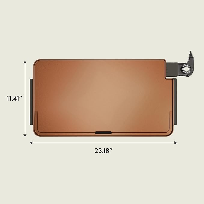 bella XL 12"x22" Electric Ceramic Titanium Griddle, Copper/Black