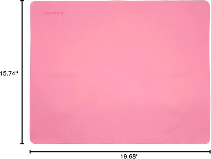 LONGFITE Silicone Baking Mat for Dough Rolling Pastry Fondant Mat Large Nonstick and Nonskid Heat Resistent, Countertop Protector, Dining Table Mat and Placemat (Large, Pink)