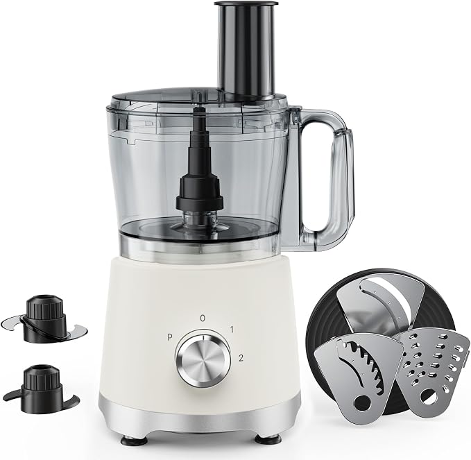 NEWBULIG 10.5 Cups Food Processor, Versatile Food processors with 5 Blades, 600W Powerful Meat Grinder for Slicing, Shredding, Chopping, Kneading, Dishwasher Safe, for Meat, Vegetables, Fruit, Dough