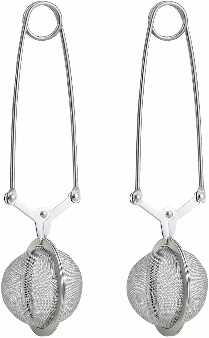 HIC Kitchen Snap Mesh Ball Tea Infusers, 18/8 Stainless Steel, For Loose Leaf Tea and Mulling Spices, Set of 2