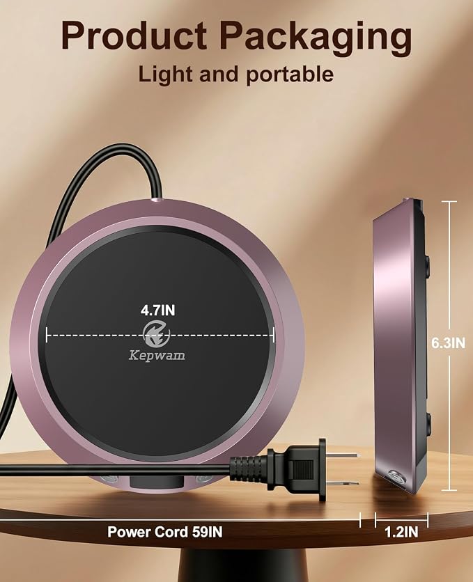 Kepwam Mug Warmer for Desk, Coffee Warmer with 3 Temp Settings & 2-9H Timer | 50W Fast Heating Beverage, LED Digital Display, Works for Coffee Mugs & Candle Jars, Multifunctional Gift fo Home & Office