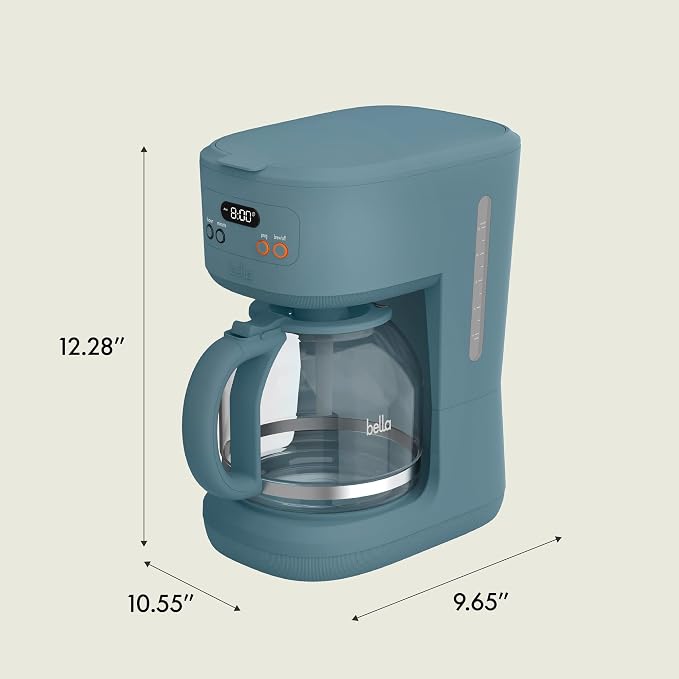 BREW 12-Cup Programmable Coffee Maker with No-Drip Glass Carafe, Surf