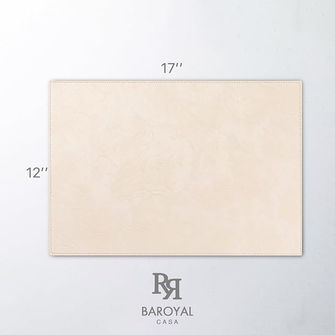 Baroyal Faux Leather Placemats Set of 8 Vinyl Washable Wipeable Table Mats for Kitchen Dining Table Heat Resistant Waterproof Modern Indoor/Outdoor Placemats Non-Slip Easy Clean Place Mats (Nude)