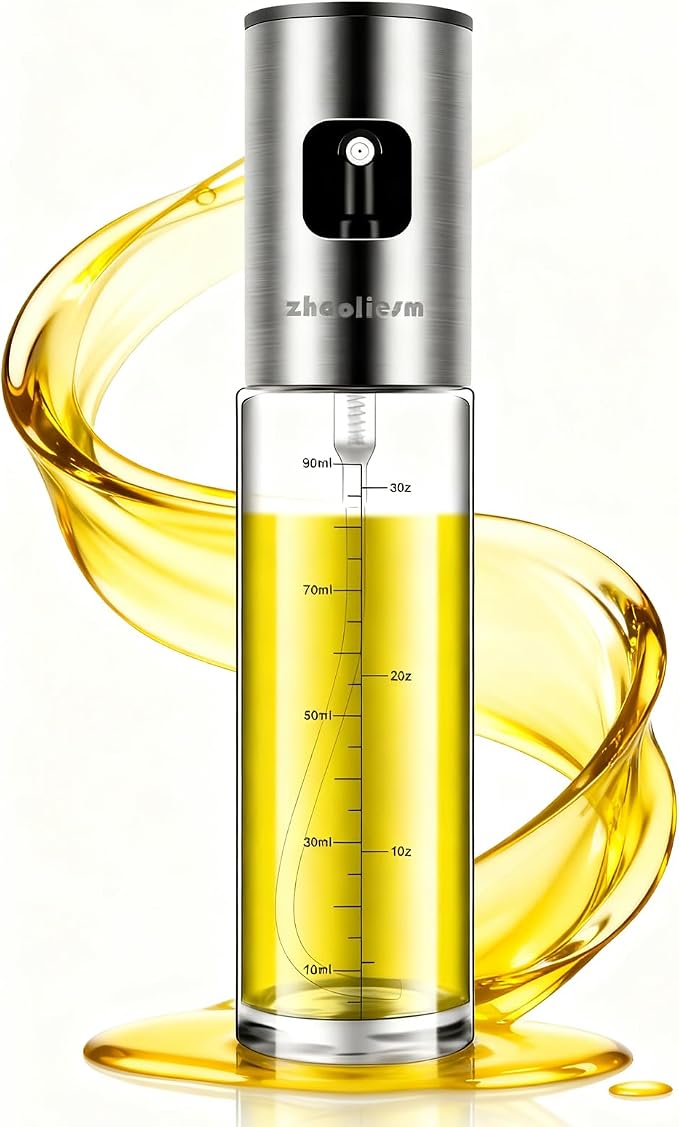 Oil Sprayer for Cooking, Olive Oil Sprayer Mister with Scale, 100ml Olive Oil Spray Bottle, Air Fryer Vegetable Vinegar Oil Portable Mini Kitchen Gadgets for Baking, Salad, Grilling, BBQ, Roasting