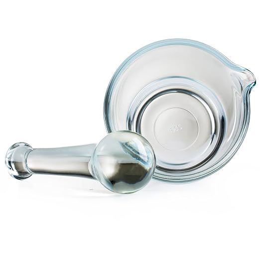 8oz Glass Mortar and Pestle Bowl, Medicine Grinder and Mixer for Pharmacy or Science Lab