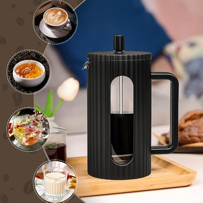 wedrink French Press Coffee Maker 21OZ, Heat Resistant Borosilicate Glass Carafe/Tea Maker Coffee Press Frother Brewer (600ml)
