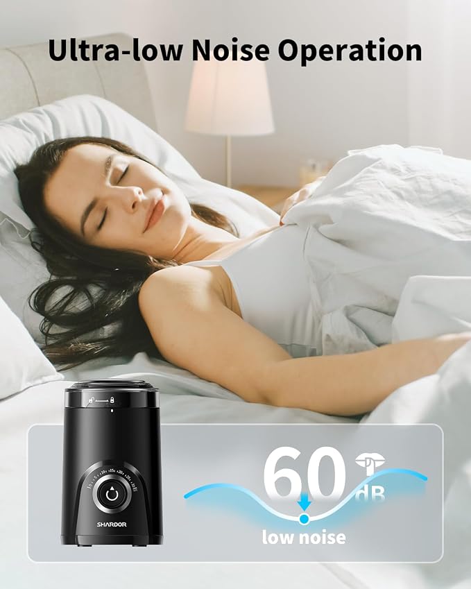 SHARDOR Electric Coffee Grinder, 70g Large Capacity Spice Grinder with Visual Timing Knob for Precise Grind, Quiet Coffee Bean Grinder for Espresso, French Press, Herbs and Grains, Black