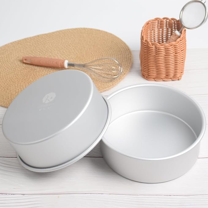 8 x 3 Inch Round Cake Pans Set of 2, Aluminum Round Cake Tin, Baking Cake Pan for Wedding, Party, Family Occasions, Chocolate, Bread. (Round, 8×3 Round Cake Pan, Set of 2)