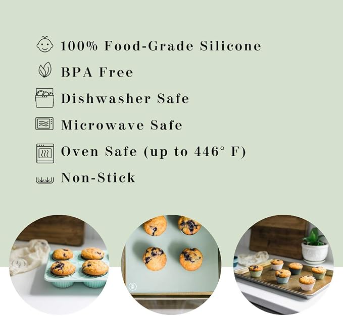 Silicone Baking Mat, BPA Free, Extra Thick, Quarter Sheet 8 in into 11.75 in, Set of 2, Blue and Gray
