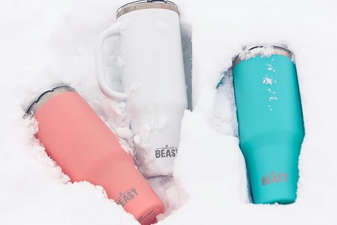 Beast 50 oz Tumbler with Handle Stainless Steel Vacuum Insulated Coffee Ice Cup Double Wall Travel Flask (Aquamarine Blue)