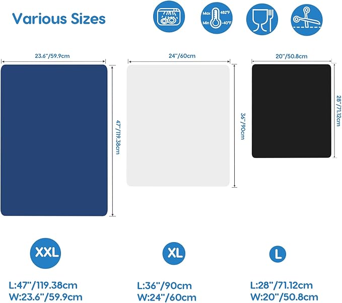 Silicone Mats for Kitchen Counter 47"x23.6"x0.08”, Largest Heat Resistant Mat Shipped Rolled Up Kitchen Island Silicone Countertop Protector Mat Nonslip Extra Large Counter Mat, Translucent | Largest Size, Heat Resistant, Nonslip, Extra Large Counterto...