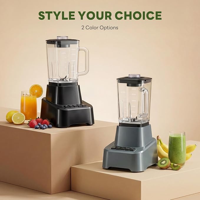 OLIXIS Professional Blender for Smoothies, Full-Size Kitchen Blender with 850 Peak Watts & 54oz Large Glass Pitcher, 4 Speeds with Pulse for Ice Crushing Frozen Fruits, Dishwasher Safe, Black