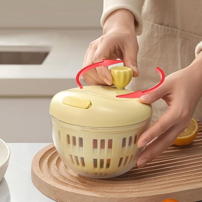 Salad Spinner with Crank Handle and Lock, Large Capacity Vegetable Dehydrator and Spin Dryer Bowl Washing and Drying Lettuce, Greens, Fruits and Vegetables,(yellow)