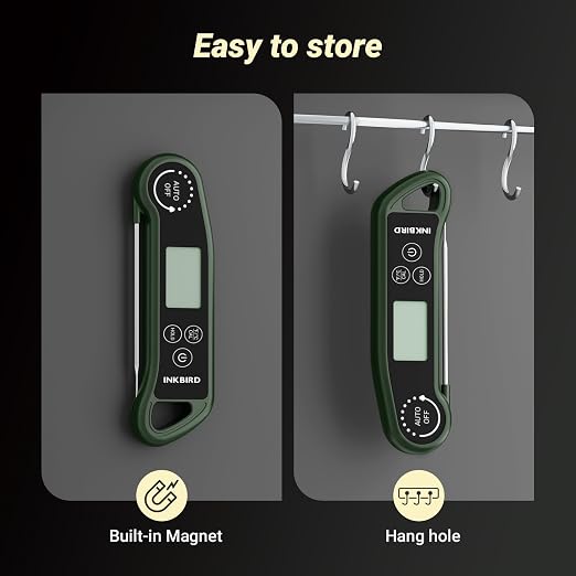 INKBIRD 0.5S Waterproof Instant Read Meat Food Thermometer for Cooking | 0.5s Instant Roasting Thermometer, Kitchen Thermometer, LCD Screen, BBQ Thermometer for Grilling, Roasting, Baby Diet
