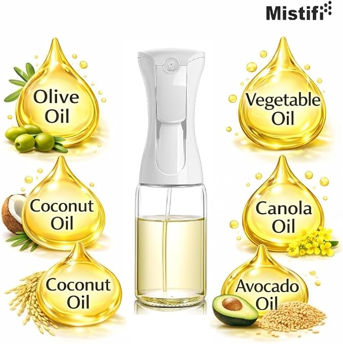 oil spray Premium 150ml Glass. Fine Mist Spray Bottle for Air Fryer, Olive Oil, Healthy Nonstick Frying, Commercial & Home Kitchen Use (PS88605)
