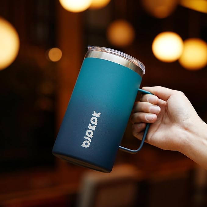 BJPKPK 25oz Insulated Coffee Mug with Handle, Stainless Steel Travel Mug | Keeps Drinks Hot & Cold, Double Wall Vacuum, 2 Lids Included, BPA-Free Coffee Tumbler for Home, Office & Travel