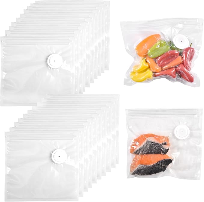 VENMATE Reusable Vacuum Sealer Bags, 15 Pack BPA-Free 10×11 Inch, Leak-Proof, Freezer Microwave Sous Vide Safe, ideal for storing snacks, spices, meat, fruits and vegetables