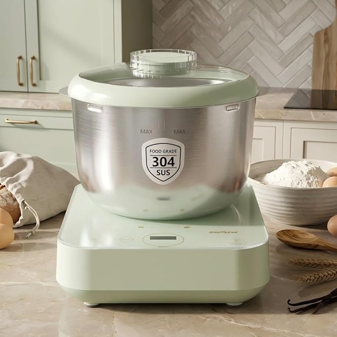 Sunvivi 5.2QT Electric Dough Maker with Ferment Function | Dough Mixer with Weighing Function, Household Bread Maker Flour Kneading Machine with Stainless Steel Bowl, Touch Panel