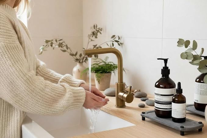 Premium Sink Caddy - Solid Grey Water-Aborbing Diatamaceous Earth Tray for Sink, Elevated Stainless Steel Legs, Non-Toxic, Fast-Drying, Kitchen or Bathroom (Lake Stone)