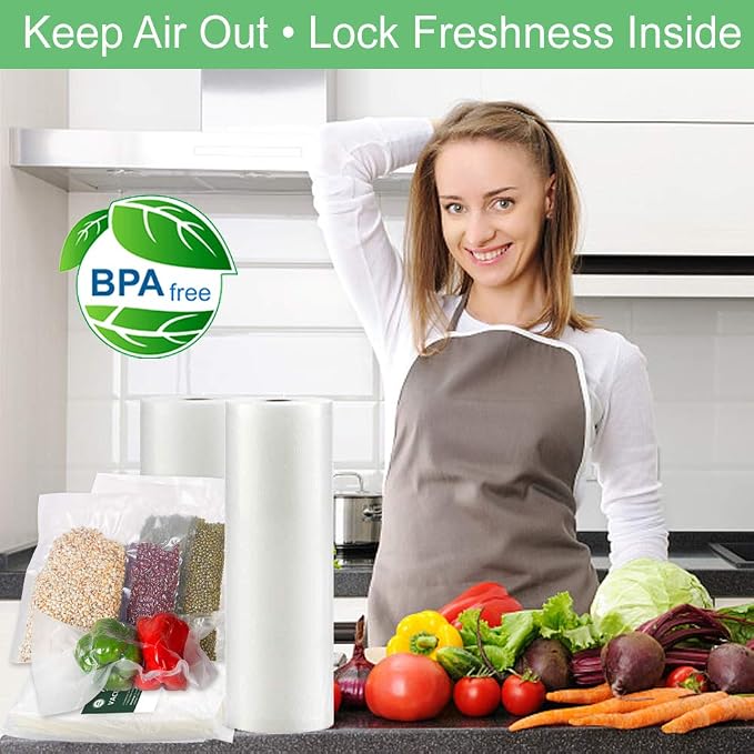 Plus Quart 10"x13" Vacuum Sealer Bags 300ct for Food Storage | BPA Free PreCut Food Grade,Commercial Grade,Heavy Duty Vacuum Food Freezer Bags,Great for Sous Vide Vacuum Sealer