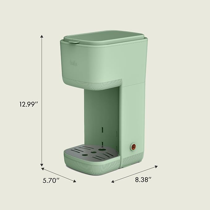 bella Single Serve Coffee Maker, K Cup & Coffee Ground Compatible, Seaglass