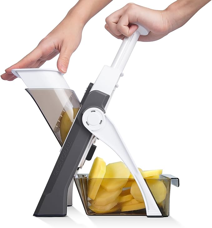 ONCE FOR ALL Safe Mandoline Slicer, Vegetable Slicer Potato Slicer, Gray | Vegetable Slicer For Food Potato Slices, Thickness Adjustable 0.1-8 mm Kitchen Artifact Fast Meal Prep, Gift, Only Slicer