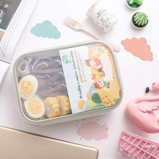 MISS BIG® Bento Lunch Box for Kids, 1150ml, 3 Compartments, White | White kids bento lunch box for school meals, daycare snacks, light lunch portions, picnic, and travel.