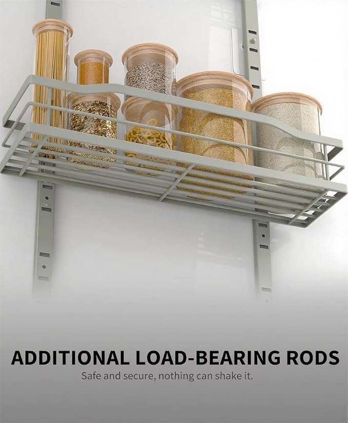Moforoco Grey 9-Tier Over The Door Pantry Organizer, Pantry Organization and Storage, Black Hanging Basket Wall Spice Rack Seasoning Shelves