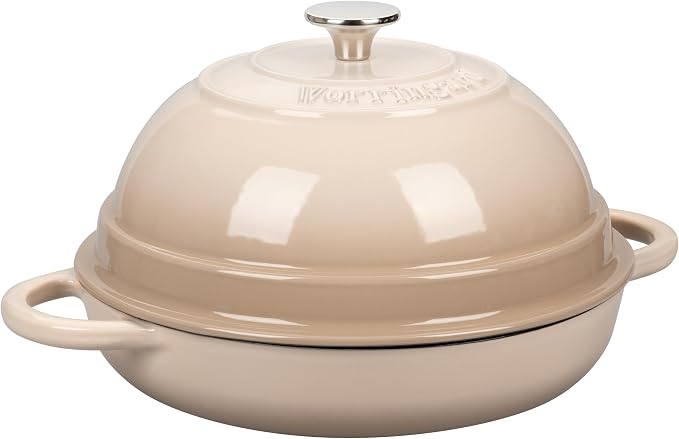 Cast Iron Enameled Dutch Oven Pot with Lid for Bread Baking, Bread Oven, 6 Quart, Latte
