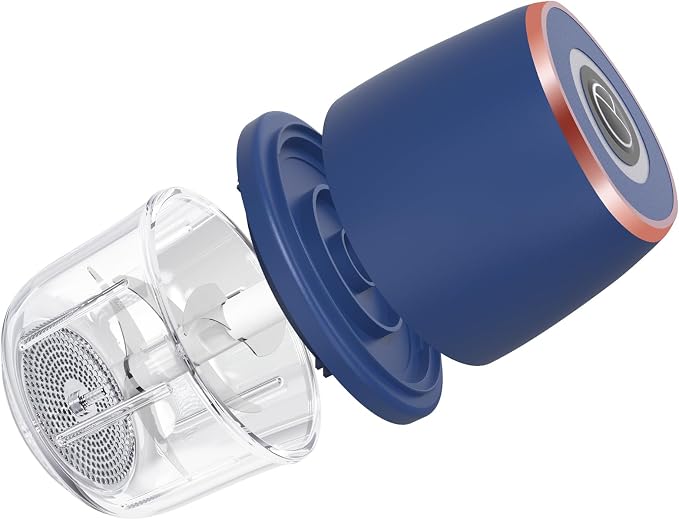 Electric Garlic Chopper 350ml Mini Food Processor Vegetable Chopper(Blue) | BPA-Free Glass Bowl 6-Blade Cutting Cordless & USB Rechargeabl Garlic Chopper Mini Chopper for Onion Herb Nut Easy to Clean