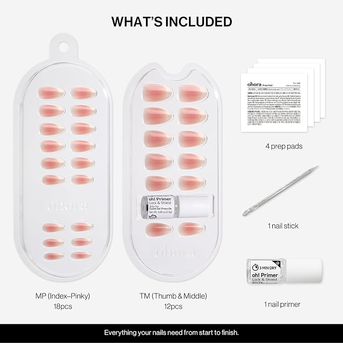 ohora Gel Press On Nails (Blush French) | Short Oval, French Ombre, Pink | 100% Real Gel, No UV Lamp, No Glue, Non-Toxic | 15 Sizes, 30 Tips | 14-Day Waterproof, Beginner Friendly | Salon-Quality, 100% Real Gel, No UV Lamp, No Glue, Non-Toxic | 15 Size...