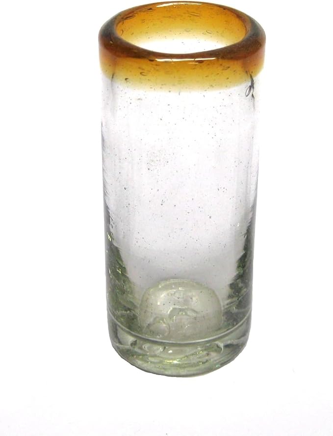 Amber Rim 2 oz Tequila Shot Glasses (set of 6), Recycled Glass, Lead-free, Toxin-Free (Shot)