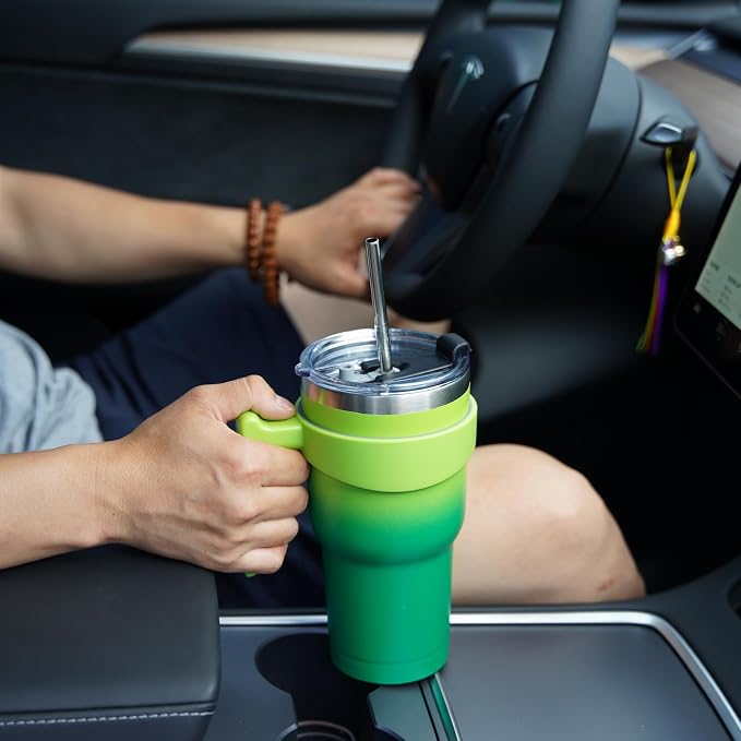 BJPKPK 20 oz Tumbler with Handle & Straw, Insulated Stainless Steel Mug | Double Wall Vacuum, Keeps Hot/Cold, Thermal Cup, BPA Free, Dishwasher Safe, Cupholder Fit, Coffee & Travel, Blood Moon