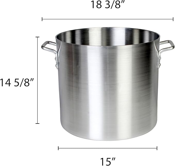 TrueCraftware- 40 qt. Aluminum Stock Pot with Riveted Handles 4mm Thickness- Multipurpose Pot Cookware Large Stockpot Stew For Cooking Simmering Soup Seafood Stock Home Kitchen Restaurant