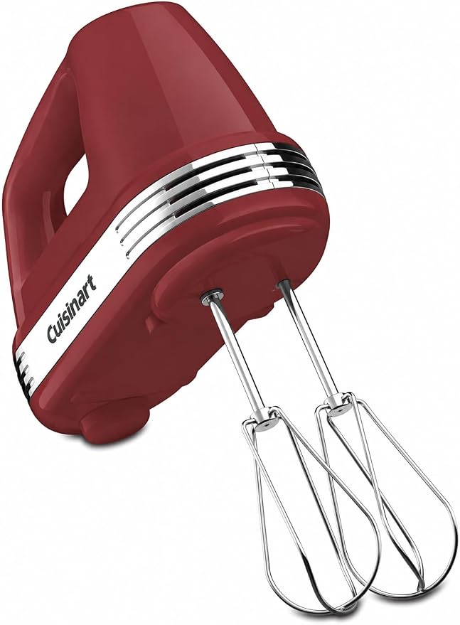 Cuisinart Power Advantage 5-Speed Hand Mixer, 220W-Motor Hand Blender Electric Mixer with 5 Speed Settings, Extra-Long Dishwasher-Safe Beaters, 60-Inch Swivel Cord, HM-50RE, Dusty Red