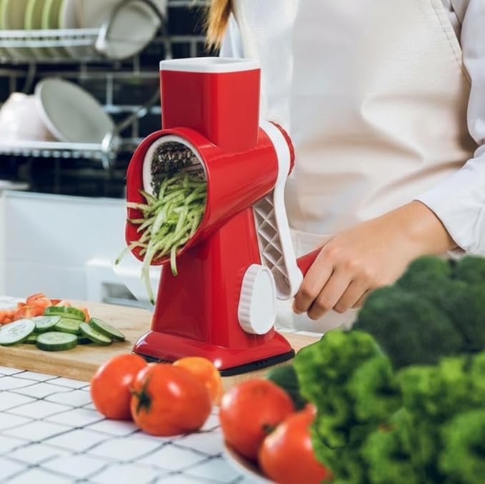 Cheese Grater with Handle,Multifunctional Rotary Cheese Grater | Powerful suction cup base,Effortless and time-saving,Protects your hands,Versatile,Detachable,Easy to clean