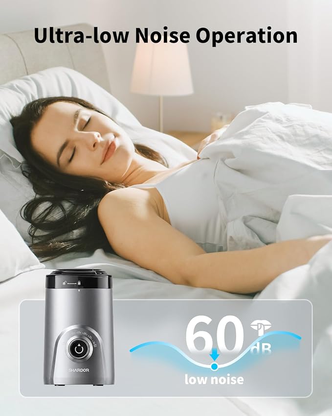 SHARDOR Electric Super Silent Blade Coffee Grinder, Timed Grind Control Rotary Knob, Adjustable Coarse to Fine for Coffee Beans, Spices & Herbs, Silver