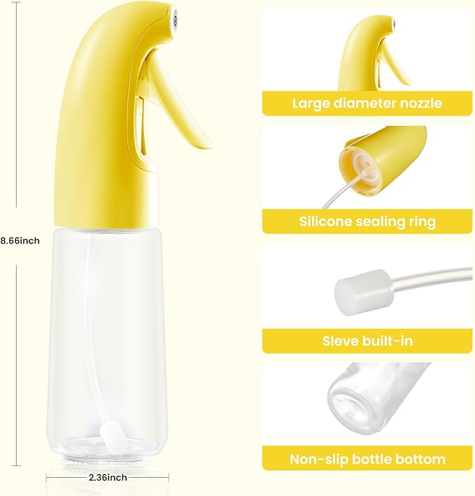 Oil Sprayer for Cooking, Olive Oil Sprayer Mister, Olive Oil Spray Bottle for Cooking, Salads, BBQs and More (Yellow)