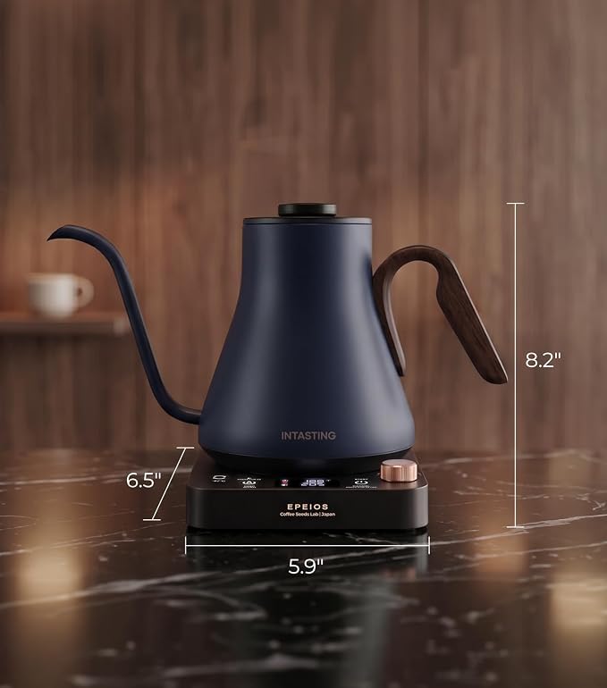 Epeios Gooseneck Electric Kettle 1°F Temperature Control,1200W,0.9L,Blue | Rapid Heating, Precision Pour-Over for Coffee & Tea,Smart Hot water Boiler, 304 Stainless Steel Interior, Auto Shut-Off