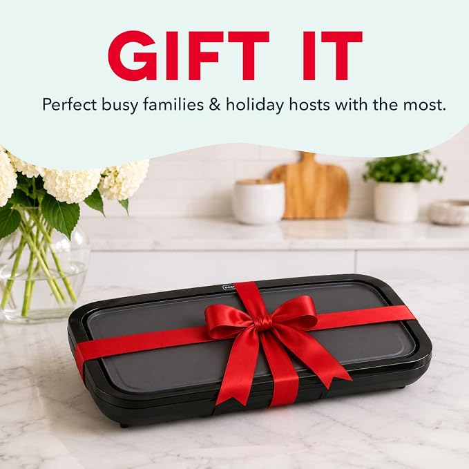 Dash Deluxe Everyday Electric Griddle, Removable Nonstick Plate, Black | Flat Top Grill with Drip Tray, Temperature Control, Large 20-Inch Cooking Surface for Pancakes, Eggs, Burgers, & Bacon